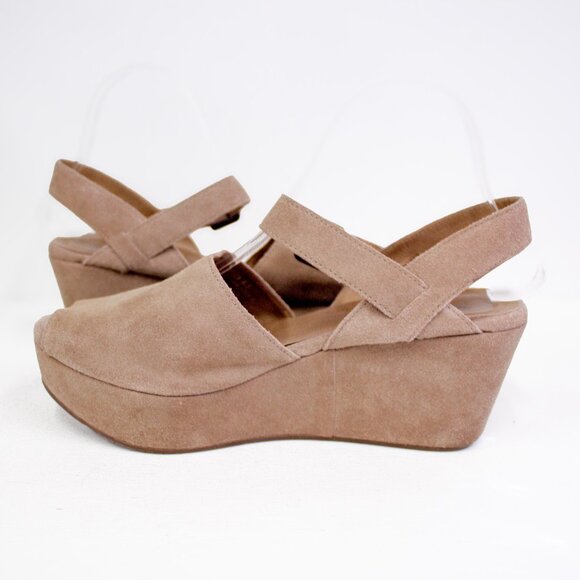 Chocolat Blu Tan Suede Wedge Sandals - Picture 8 of 11